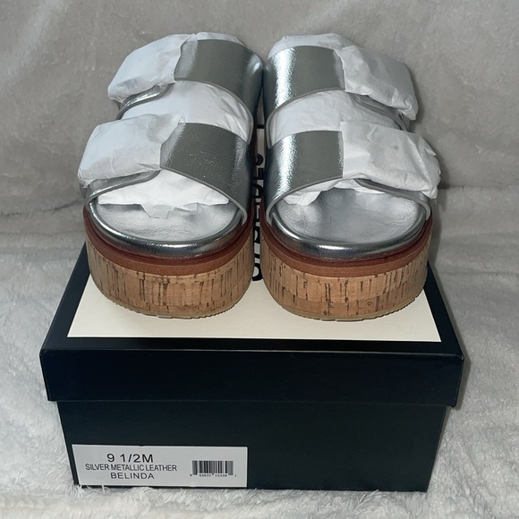 NWT J/SLIDES BELINDA Silver Leather Sandal - Picture 7 of 14